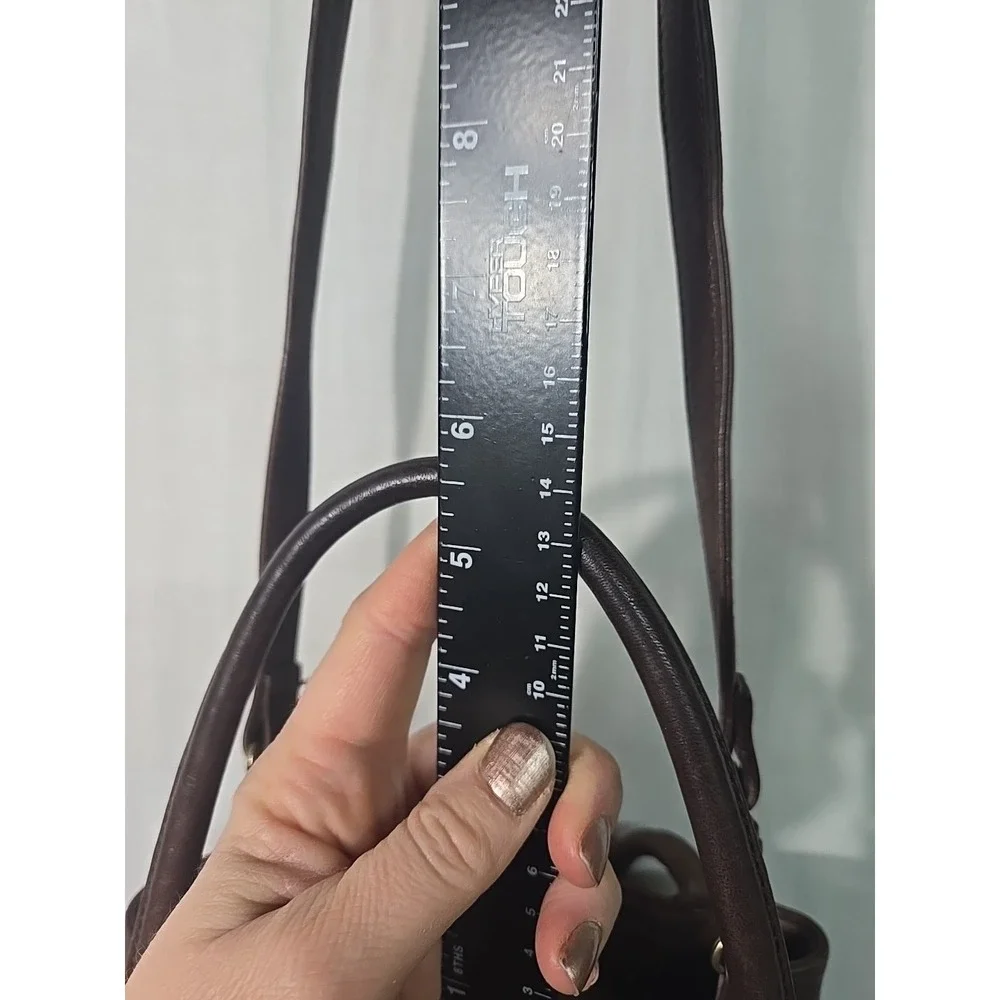 VTG Fossil Brown Pebbled Leather‎ Pockets Top Handle Small Satchel Crossbody Bag
